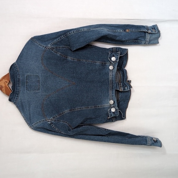 2004 Vintage Levi Strauss Trucker Jean Jacket Light Wear Size Junior's Large - Picture 5 of 6
